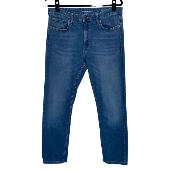 Calvin Klein Jeans Women’s 14 Blue Denim Medium Wash Slim Boyfriend Stretch - Picture 1 of 10